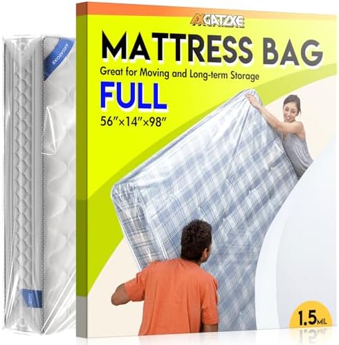 Axgatoxe Plastic Mattress Bag for Moving Storage, Full Size (1.5MIL) by AXgatoxe