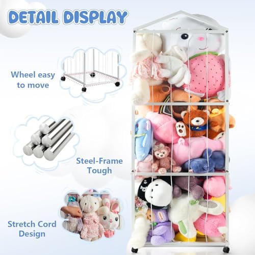 NomNest Metal Stuffed Animal Storage Zoo, Large Stuffy Storage for Kids - Image 3