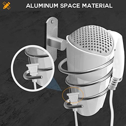 Bathroom Hair Dryer Holder Hair Care Tools Holder Wall Mount (Bright White) - Image 6