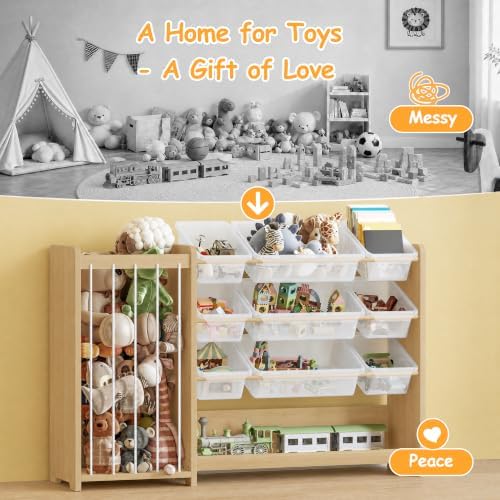 2-in-1 Montessori toyOrganizer, 9 Clear Bin, Plush Storage & Bottom Shelf - Image 7