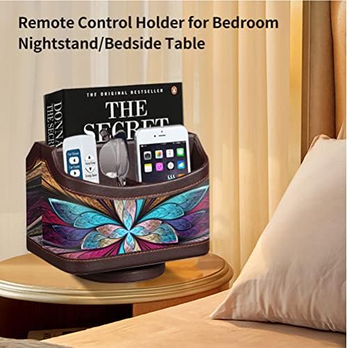 360° Rotatable Remote Control Holder,PU Leather TV Remote Caddy for Table - Image 5