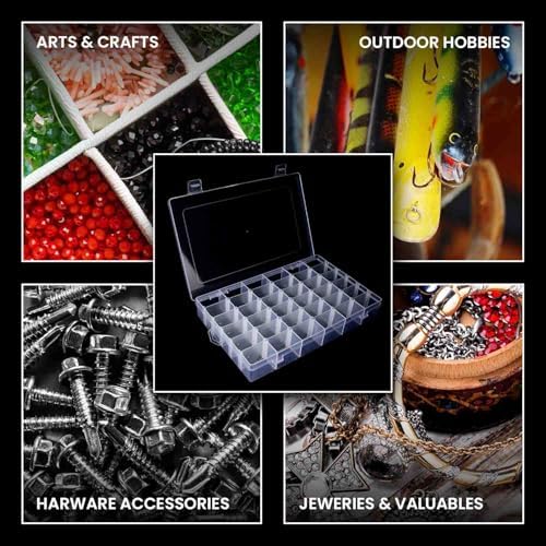 Budreu 8pack 36 Grids Plastic Clear Organizer Box bead Storage Containers with Adjustable Dividers for Craft Jewelry Fishing Tackles Parts Storage with 8 Sheets Label Stickers - Image 6