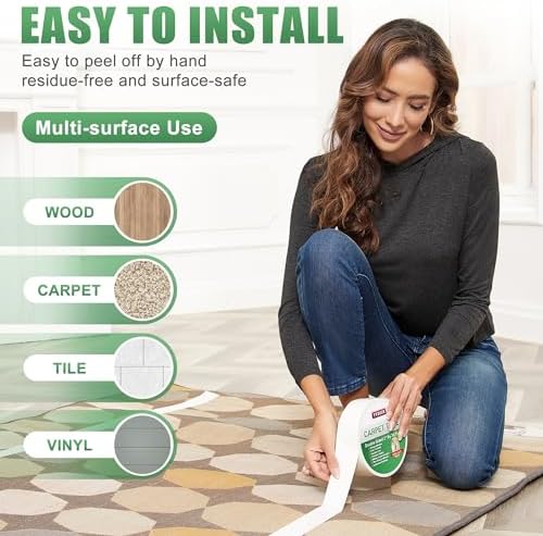 YYXLIFE Double Sided Carpet Tape for Area Rugs & Hardwood Floors, 2" x10YD - Image 4