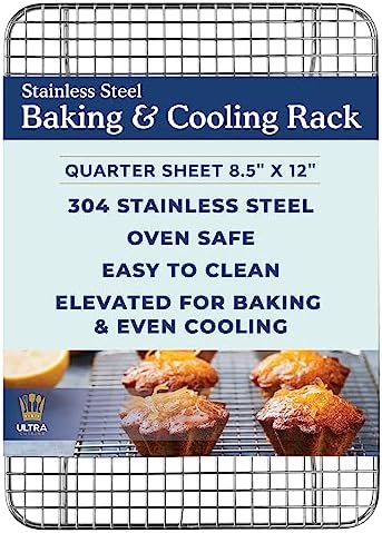Ultra Cuisine 100% Stainless Steel Cooling and Baking Rack - 8.5 x 12-inch by UltraCuisine