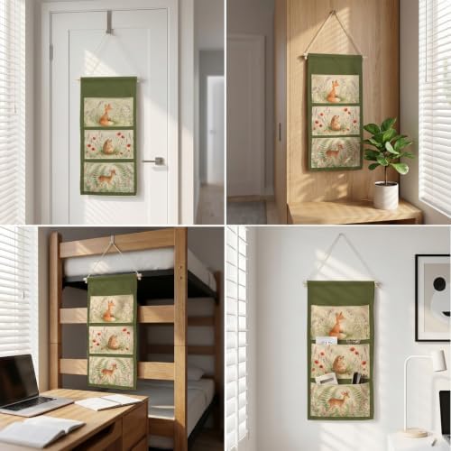 IAXIC Watercolor Forest Animal Canvas Wall Hanging Organizer with Pockets - Image 5