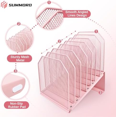 SUMMORO Inclined File Organizer for Desk, 7-Section Vertical File Holder - Image 5