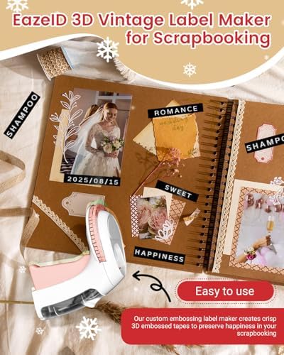 Pink Embossing Label Maker, Retro Labeler Scrapbook Junk Journal Supplies - Image 3
