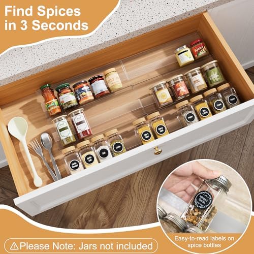 Spice Drawer Organizer Insert, 13"-26" Seasoning Organization, 6 Pcs - Image 5