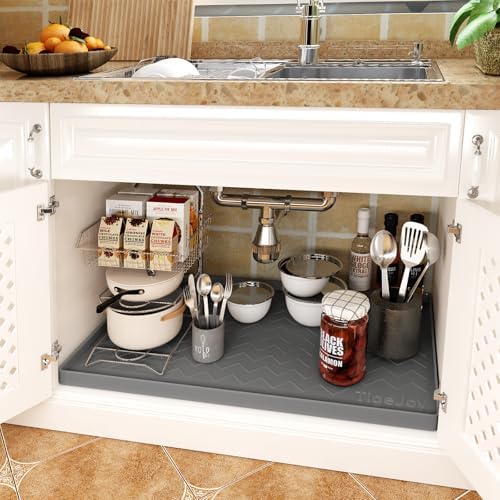 TigeJoy Under Sink Mats for Kitchen Waterproof 28" x 22", Cabinet Liner - Image 2