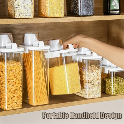 2Pcs Rice Dispenser Storage Containers, 1.8L Small Rice Bucket with Measuring Cup & Pour Spout, Kitchen Plastic Airtight Container for Cereal, Grain, Flour, Sugar, Oatmeal, Dry Pet Dog Food - Image 5