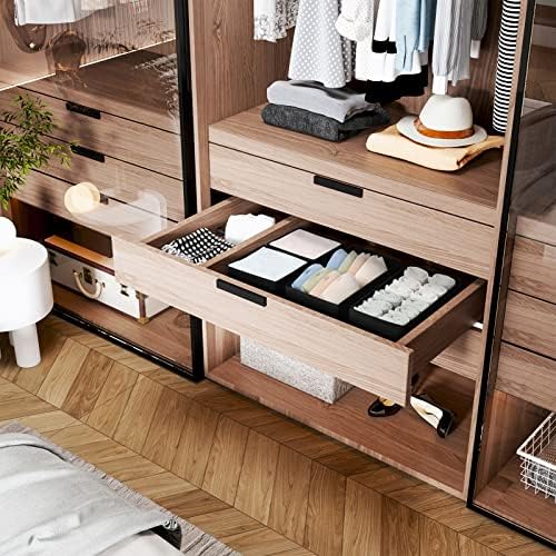 DIMJ Drawer Organiser System Drawer Organiser - Fabric Storage Box, Drawer Inserts for Wardrobes, Wardrobe Organiser for Clothes, Pack of 12, Black Classic - Image 7
