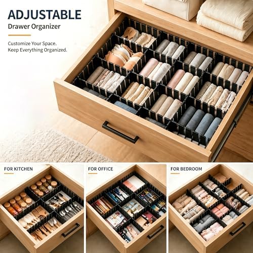 Adjustable Drawer Dividers, Cut-to-Fit DIY Organizers, Black 32 Pack - Image 7
