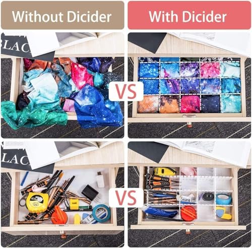 18Pcs Drawer Dividers, Adjustable Drawer Organizer for Socks, Underwear, Makeup, Can Help Tidy Kitchen, Bedroom, Dresser White - Image 5