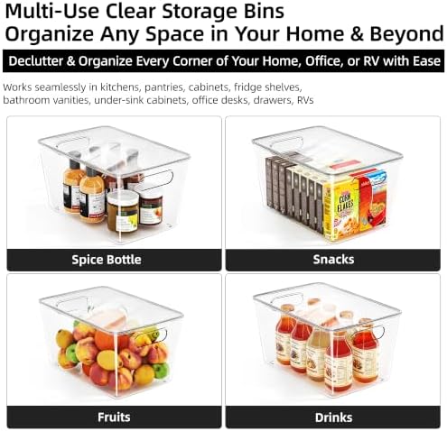 10 Pack Clear Stackable Storage Bins with Lid and Handles, XLarge - Image 5