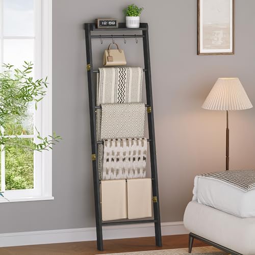 Hzuaneri Blanket Ladder Shelf, Farmhouse Ladder Holder, Blanket Organizer by Hzuaneri