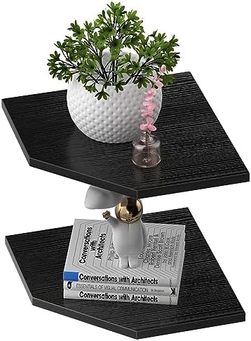 JJL Corner Wall Shelf, Set of 2 Floating Corner Shelf for Wall Storage,Easy-to-Assemble,Wall Mount Corner Shelves for Teen Boy Room Decor,Minimalist Decor(14.76in Black) by Unknown