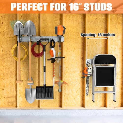 TORACK Wall Mounted Garden Tool Rack, Folding Chair Wall Hook, 48 in - Image 5