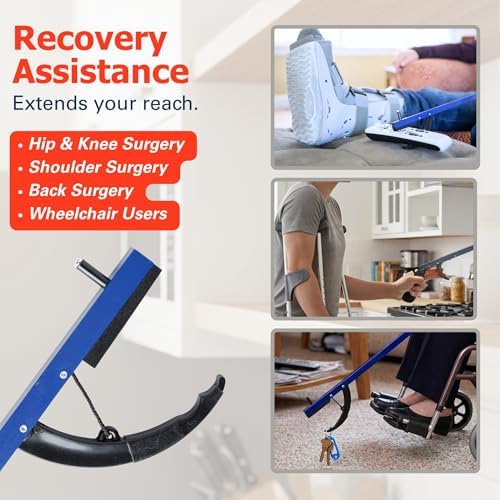 Sammons Preston Reacher, 26" Lightweight Grabber Reacher Tool with Magnetic Tip, Ergonomic Grip & Claw Jaw, Portable Reaching Aid for Seniors, Daily Living & Home Use, Standard Blue, 3 pack - Image 3
