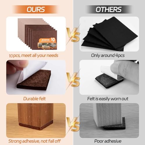 Felt Furniture Pads 10pcs 8" x 6" Cuttable Self Adhesive Furniture Pads - Image 2