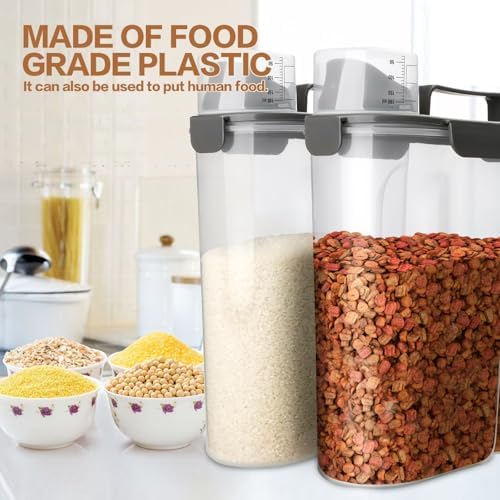 TIOVERY Dog Food Storage Container, 5-7 Lbs Airtight Pet Food Container, Cat Food Container Dispenser with Portable Handle, Pouring Spout and 4 Seal Buckles for Dogs Cats 2 Pack Grey - Image 6