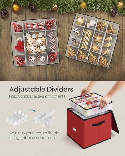 SONGMICS Christmas Ornament Storage Box, 4 Trays for 3-Inch 64 Slots - Image 5
