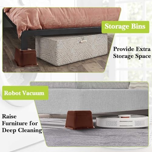 Bed Risers 1 inch, 2 inch, 3 inch, 4 inch, 6 inch, 8 inch Heavy Duty, Oversized Furniture Riser for Couch Sofa Table Chair Leg Frame Dorm, Support up to 6000 Lbs (Chocolat Brown 4 Pack, 4 inch) - Image 4