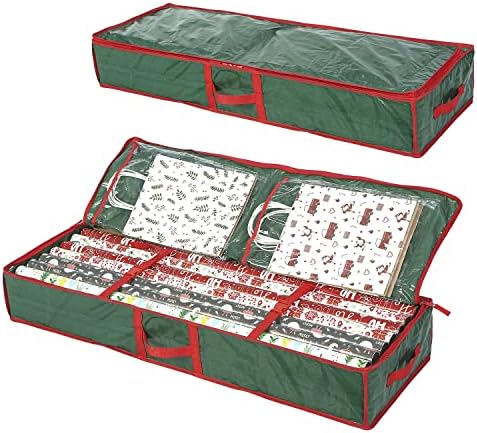 Sattiyrch Underbed Gift Wrap Organizer,Gift Wrapping Paper Storage Container,Holds up to 20 Rolls,41"W x 14"D x 5.5"H (Green) by Sattiyrch