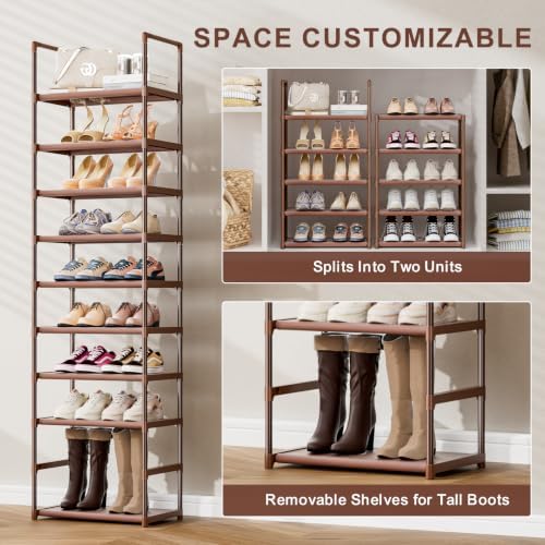 OYREL Shoe Rack, Sturdy Metal Space Saving Tall Stackable Shoes Organizer - Image 7
