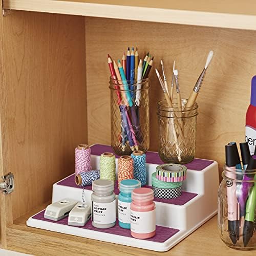 Copco Non-Skid 3 Tier Spice Pantry Kitchen Cabinet Organizer, 10-Inch, White/Purple - Image 5