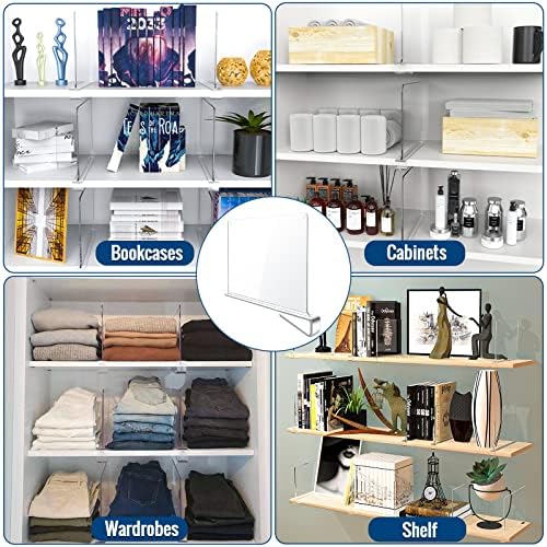 BAUMFEUER 10 Pack Clear Acrylic Shelf Dividers for Closet Shelf Organizer of Bedroom Kitchen Office Bathroom Organizer for Clothes Books Hats and Handbags - Image 6