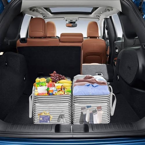LHZK Standing Extra Large Utility Tote Bag with Metal Wire Frame and the Sides Rinforced, Extra Large Tote Bag with Handle, Reusable Grocery Bags Foldable, Beach Bag, Car Tote, Black - Image 6