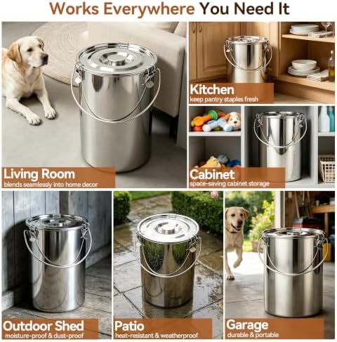 Newget 16 lb Stainless Steel Dog Food Storage Container with Scoop - Image 7