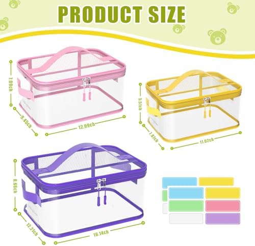 8 Pack Large Clear Toy Storage Bags with Labels, Handles, Zippers, L+XL+XXL - Image 2