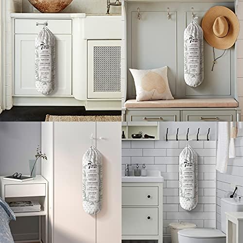 Hglian Inspirational Plastic Bag Holder,7 Rules of Life Canvas Grocery Bags Organizer Storage - Image 6
