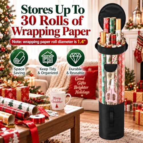 Freegrace Gift Wrap Organizer - Wrapping Paper Storage Bag 40.9" Under Bed - Image 3