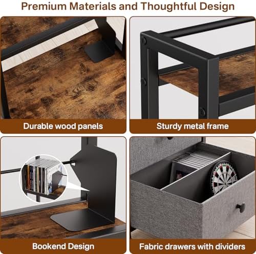 CD Storage Rack with Drawer, 5-Tier Media Storage Shelf - Image 5