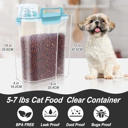 LEAWALK 5-7Lbs Airtight Dog Cat Pet Food Storage Container-Clear Blue - Image 4