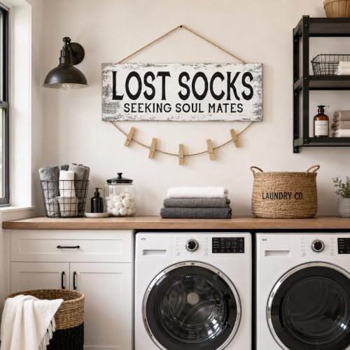 Lost Socks Laundry Room Sign Farmhouse Wall Decor 6"x14.5" - Image 2
