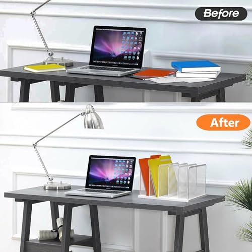 Kuntine.B 5-Section Upright Desk File Organizer White 1 Pack - Image 3