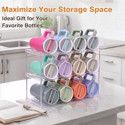 Large Compartment Water Bottle Organizer, Stackable Water Bottle Holder for Stanley 40 oz Tumbler, Clear Tumbler Organizer for Cabinet, Kitchen Pantry or Countertop, 3 Pack (3 Pack) - Image 5