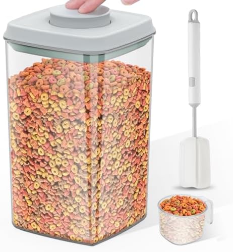 LEAWALK 4 Lbs Airtight Dog Cat Pet Food Storage Container PopTop White by LEAWALK