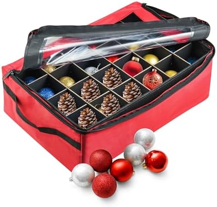 TINY TIM TOTES | Premium | Ornament Organizer | Space Saving | Red and Green (Red) by Tiny+Tim+Totes
