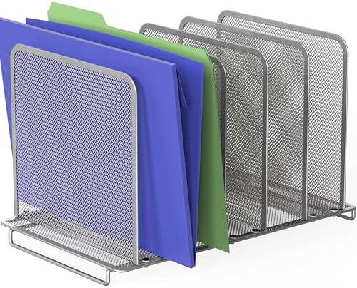Simple Houseware Expandable 5 Section Upright File Sorter Organizer, Silver by SimpleHouseware