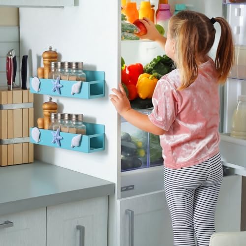 Beeveer 2 Pack Seashells and Starfish Magnetic Fridge Shelf Spice Rack - Image 4