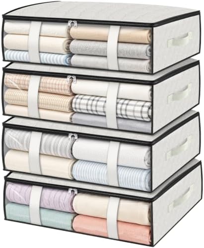 Storage Bags, 40L Clothes Storage Containers, Foldable Storage Bins, White by StorageRight