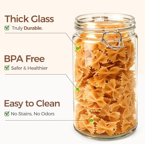 ComSaf Glass Pantry Jars with Airtight Lids 34 oz 3 Pack Coffee Canisters - Image 4
