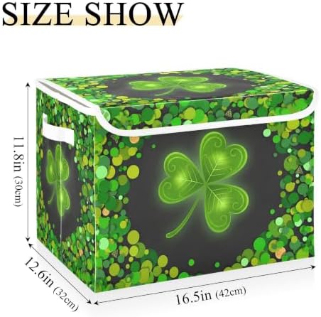 St. Patrick's Day Storage Bins with Lids and Carrying Handle,Foldable Storage Boxes Organizer Containers Baskets Cube with Cover for Home Bedroom Closet Office - Image 3