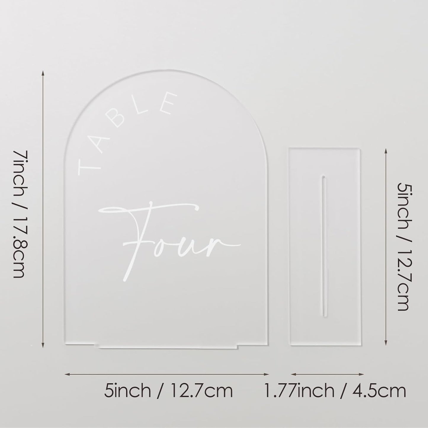 JINMURY Frosted Arch Wedding Table Numbers 1-10 with Stands, 5x7 Inch Frosted Arch Acrylic Sign with White Letters, Arched Acrylic Table Numbers for Wedding Reception