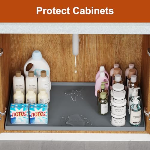 19" x 34" Extra Thick Silicone Mat Waterproof with Raised Edge, Gray - Image 5