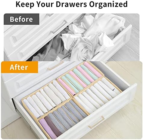 Qozary 4 Pack Drawer Organizers for Clothing, 8 Grids Foldable Closet Organizers and Storage Bins for Bedroom, Dresser Organizer Boxes for Thin T-shirts, Tank Tops - Image 2